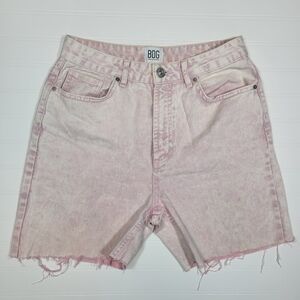 BDG High Rise Mom Shorts Pink Denim 28 Distressed Raw Hem
